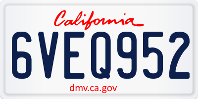 CA license plate 6VEQ952