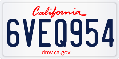 CA license plate 6VEQ954