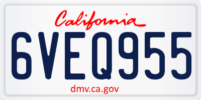CA license plate 6VEQ955