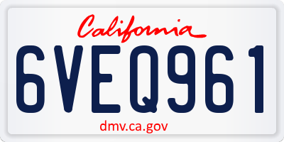 CA license plate 6VEQ961