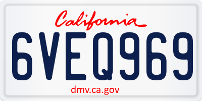 CA license plate 6VEQ969