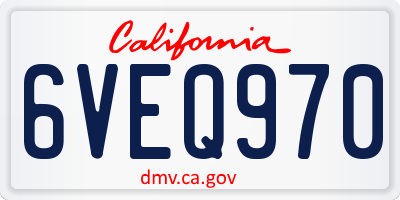 CA license plate 6VEQ970