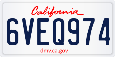 CA license plate 6VEQ974