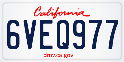 CA license plate 6VEQ977