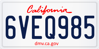 CA license plate 6VEQ985