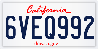 CA license plate 6VEQ992