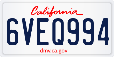 CA license plate 6VEQ994