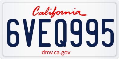 CA license plate 6VEQ995