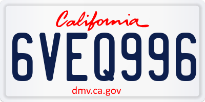 CA license plate 6VEQ996