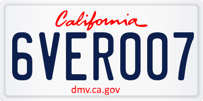 CA license plate 6VER007