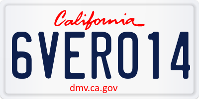 CA license plate 6VER014