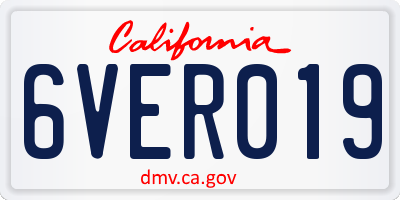 CA license plate 6VER019