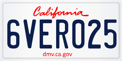 CA license plate 6VER025