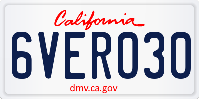 CA license plate 6VER030