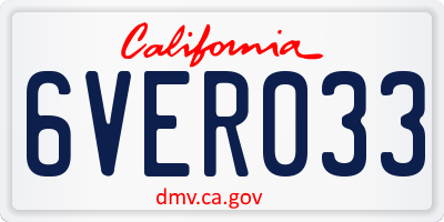 CA license plate 6VER033