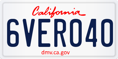 CA license plate 6VER040