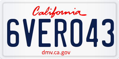 CA license plate 6VER043