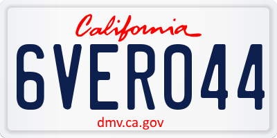 CA license plate 6VER044