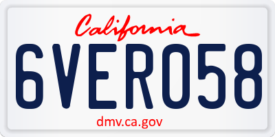 CA license plate 6VER058