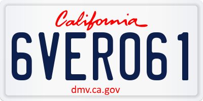 CA license plate 6VER061