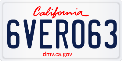 CA license plate 6VER063