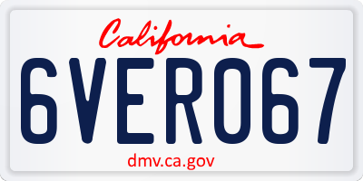 CA license plate 6VER067