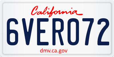 CA license plate 6VER072