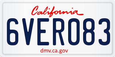 CA license plate 6VER083