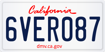 CA license plate 6VER087
