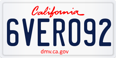 CA license plate 6VER092
