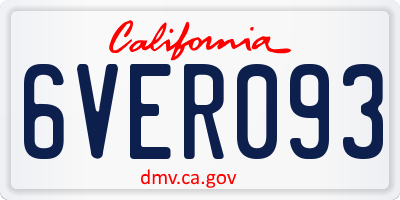 CA license plate 6VER093