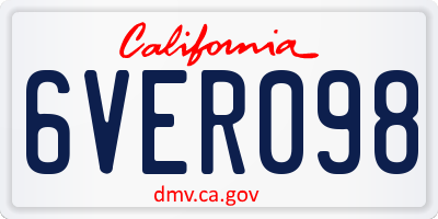 CA license plate 6VER098