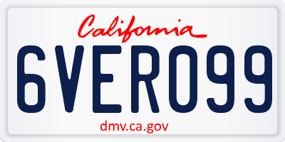 CA license plate 6VER099