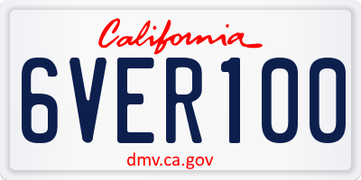 CA license plate 6VER100