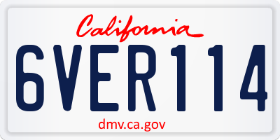 CA license plate 6VER114