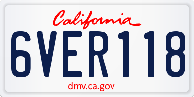CA license plate 6VER118