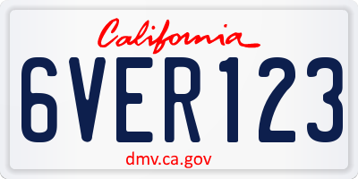 CA license plate 6VER123