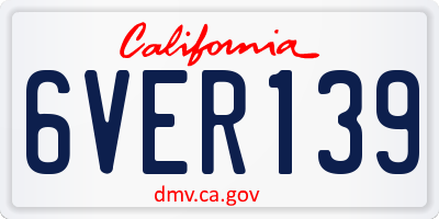 CA license plate 6VER139