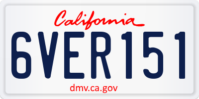 CA license plate 6VER151