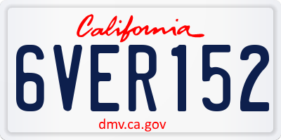 CA license plate 6VER152
