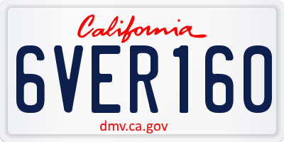 CA license plate 6VER160
