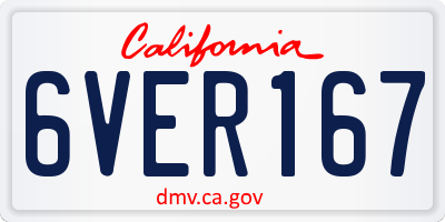 CA license plate 6VER167