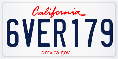 CA license plate 6VER179