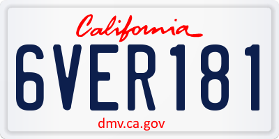 CA license plate 6VER181