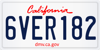CA license plate 6VER182
