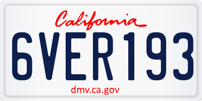 CA license plate 6VER193