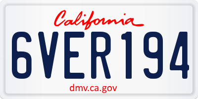 CA license plate 6VER194