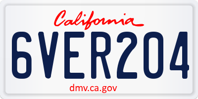 CA license plate 6VER204
