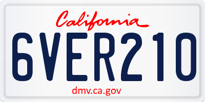 CA license plate 6VER210