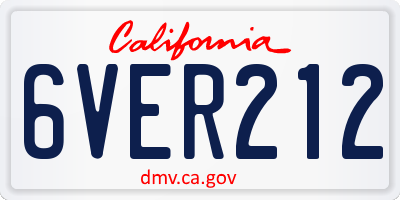 CA license plate 6VER212
